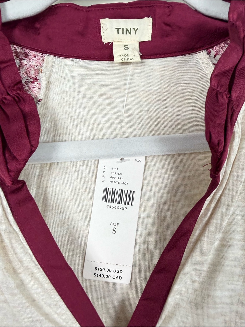 Anthropologie Tiny Top Women Small Embroidered Balloon Sleeve Pink Cream Smocked - Picture 6 of 10